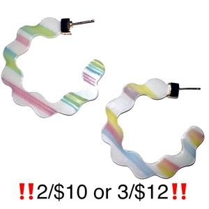 Pastel Rainbow Acrylic Open Hoop Earrings